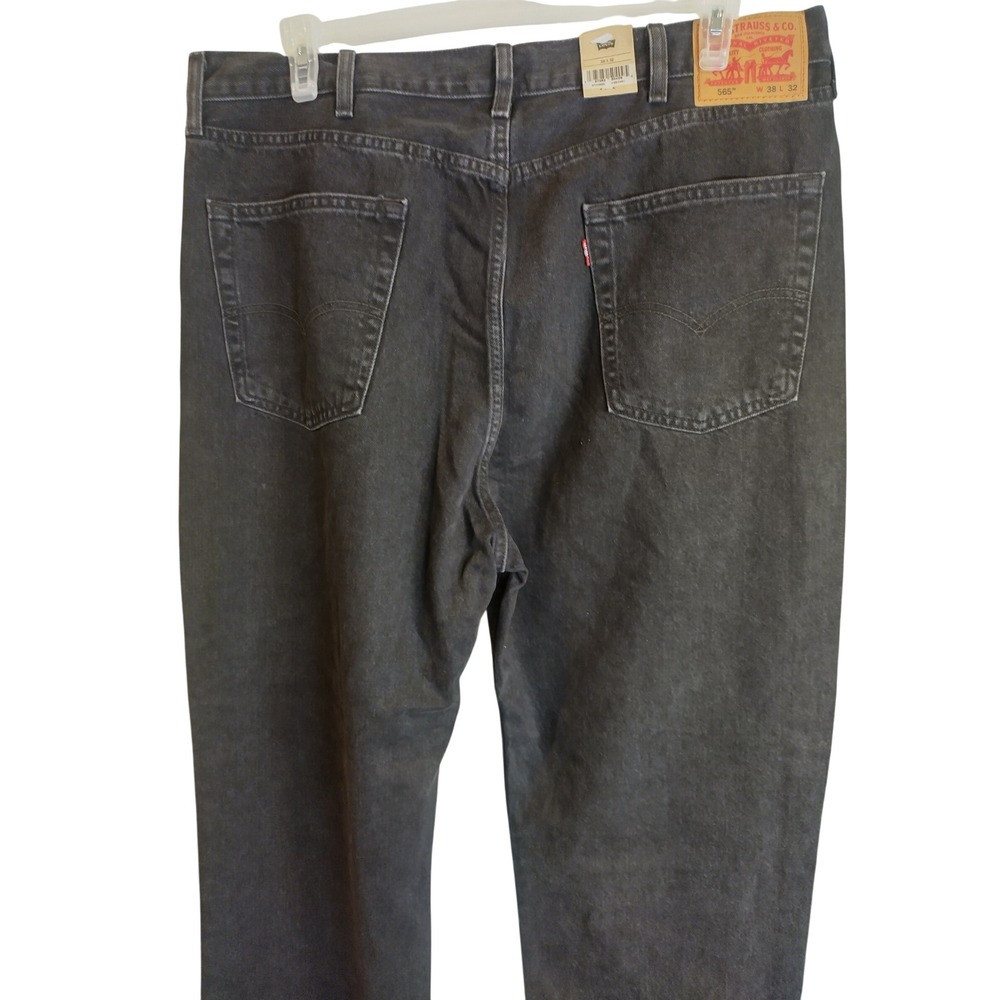 Levis 565 Loose Straight Black Denim Jeans Mens 38x32 NWT Relaxed Fit - Picture 8 of 13